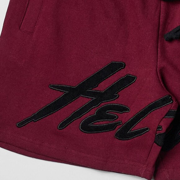 Reason x Dodge Hellcat Shorts Men’s Burgundy Embroidered Fleece - Picture 3 of 3